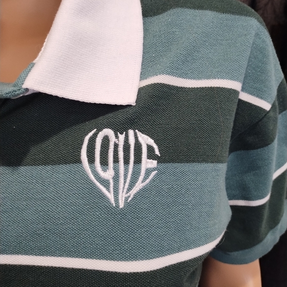 Green & white striped crop top by Faded Rose, size Jr's M - Picture 3 of 7